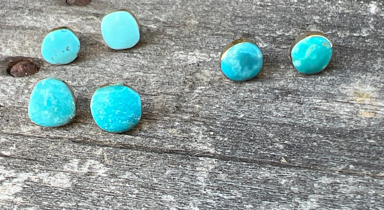Turquoise Genuine Gemstone 14k Gold Plate Earrings